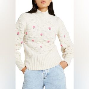 River Island Flower Embroidered PomPom Sweat